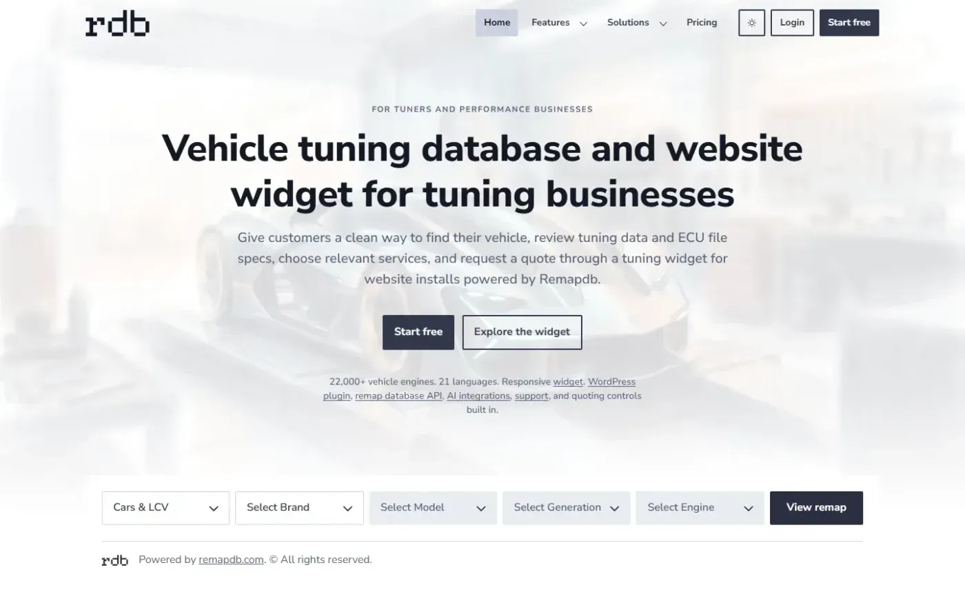 Remapdb — Vehicle tuning database, widget, WordPress plugin and API — Home page
