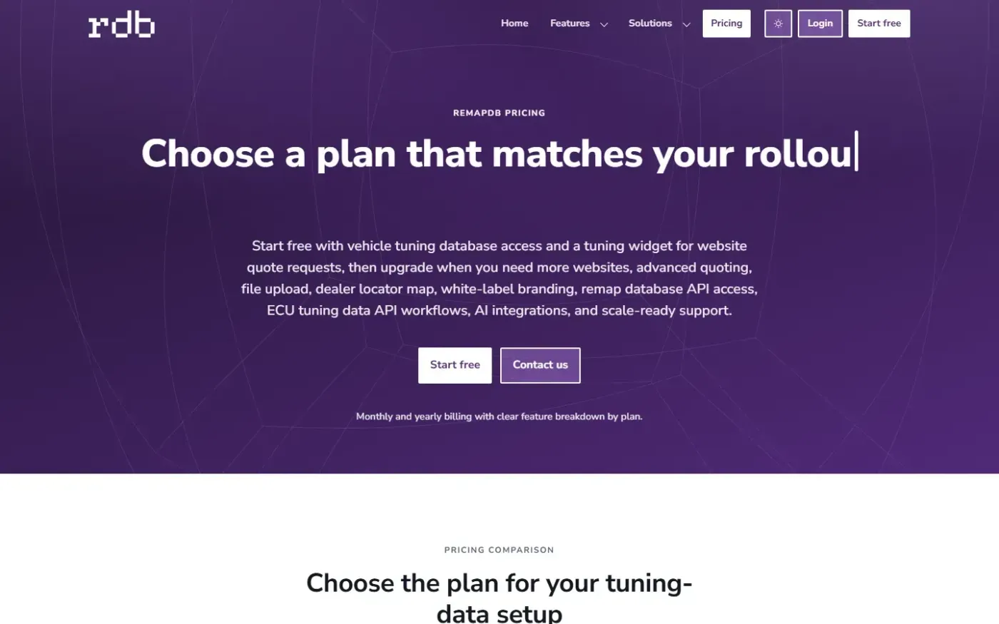 Remapdb — Vehicle tuning database, widget, WordPress plugin and API — Pricing page