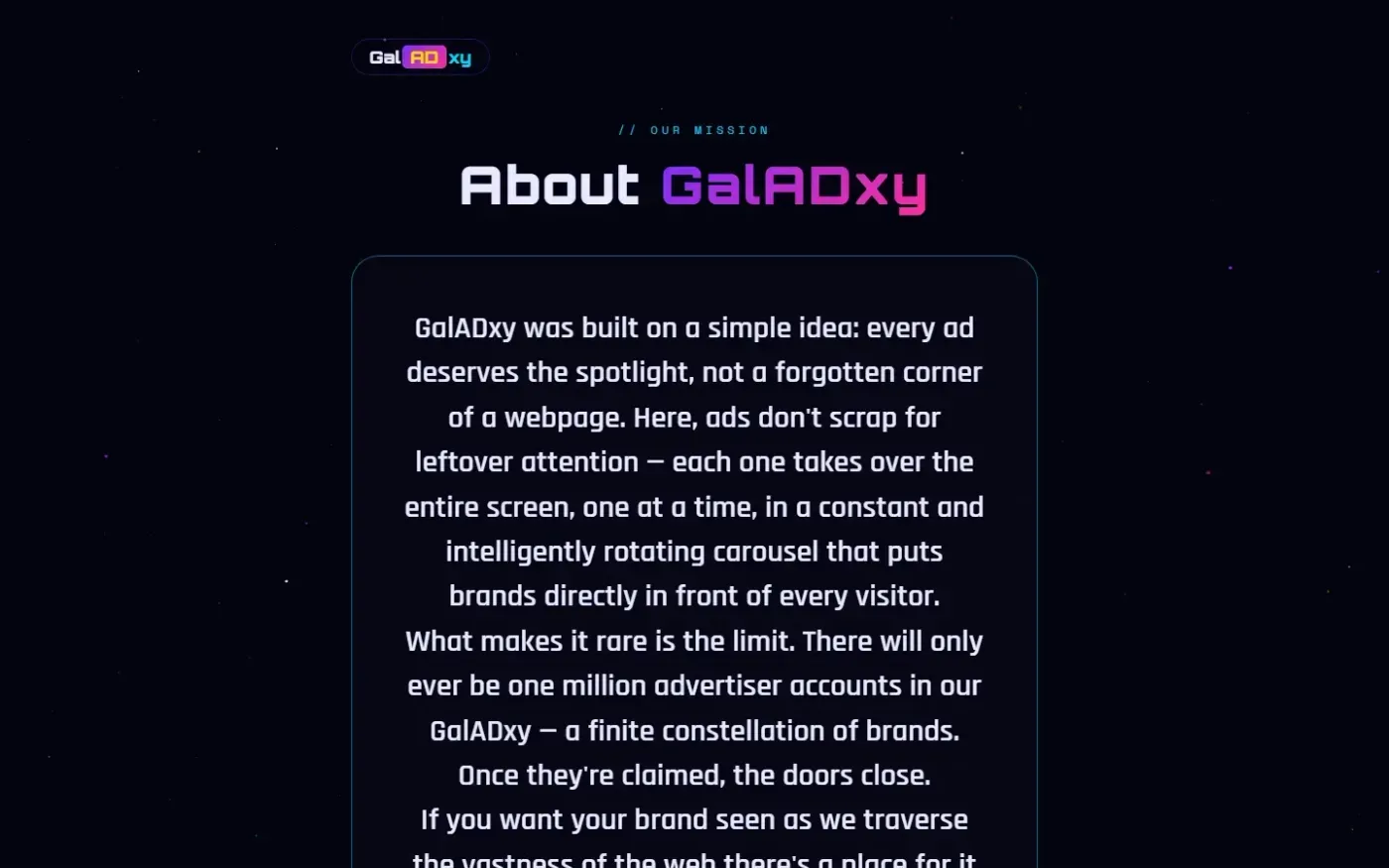 Galadxy — About page