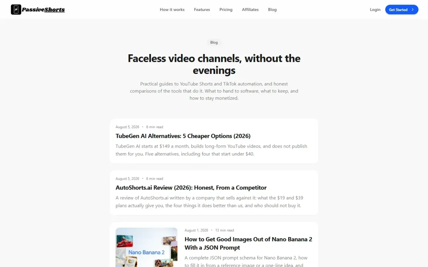 PassiveShorts — AI Faceless Video Generator for TikTok & YouTube — Blog page