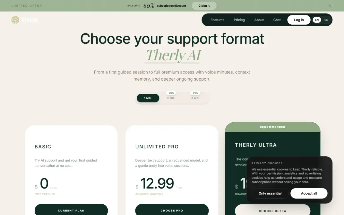Therly — Pricing page