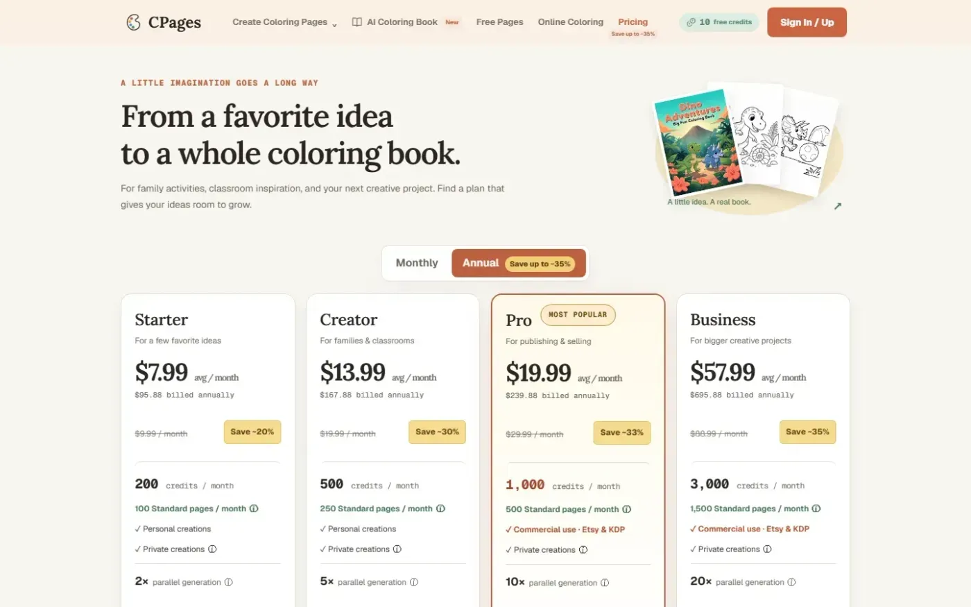 Cpages — Pricing page