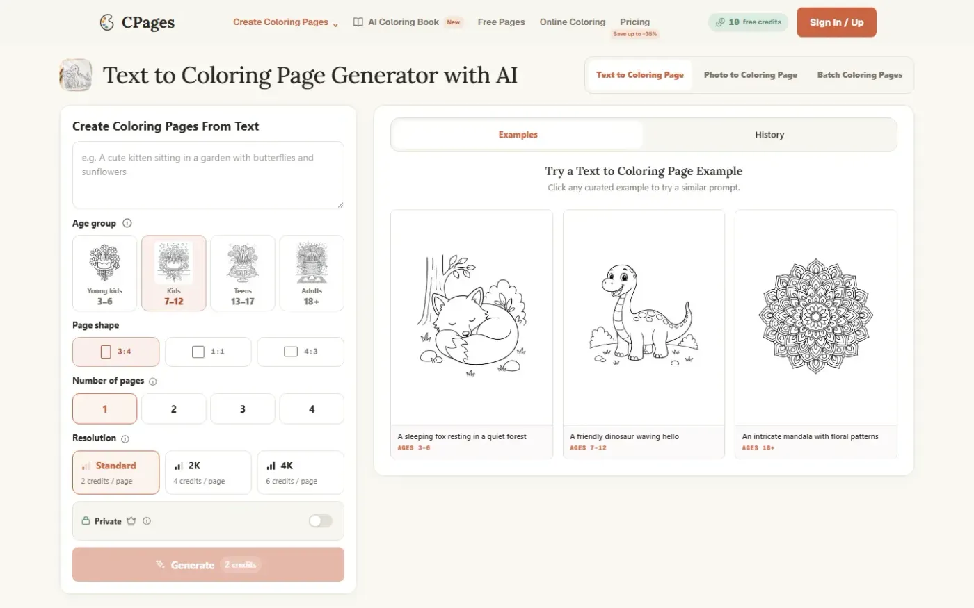 Cpages — Text to coloring page page
