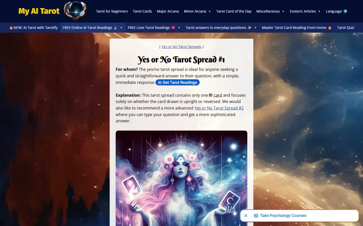 Myaitarot — Tarot yes no page