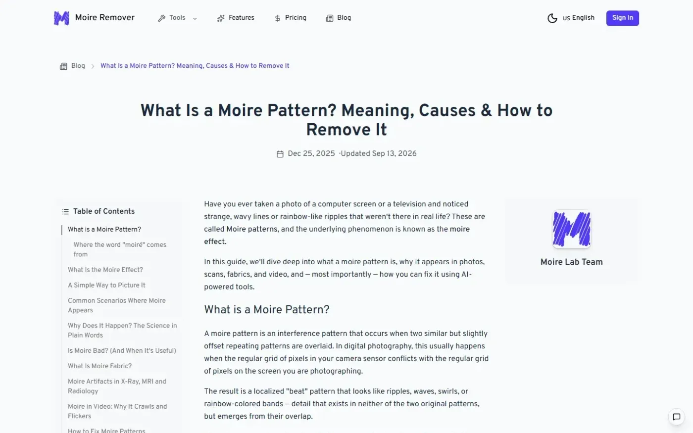Moireremoval — Blog page