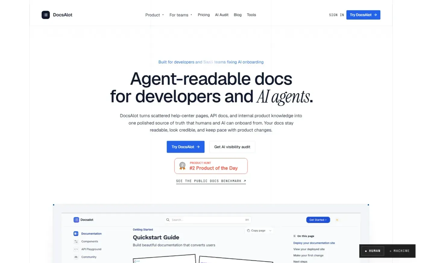 DocsAlot CLI — Let Claude or Codex create and maintain good looking docs — Home page