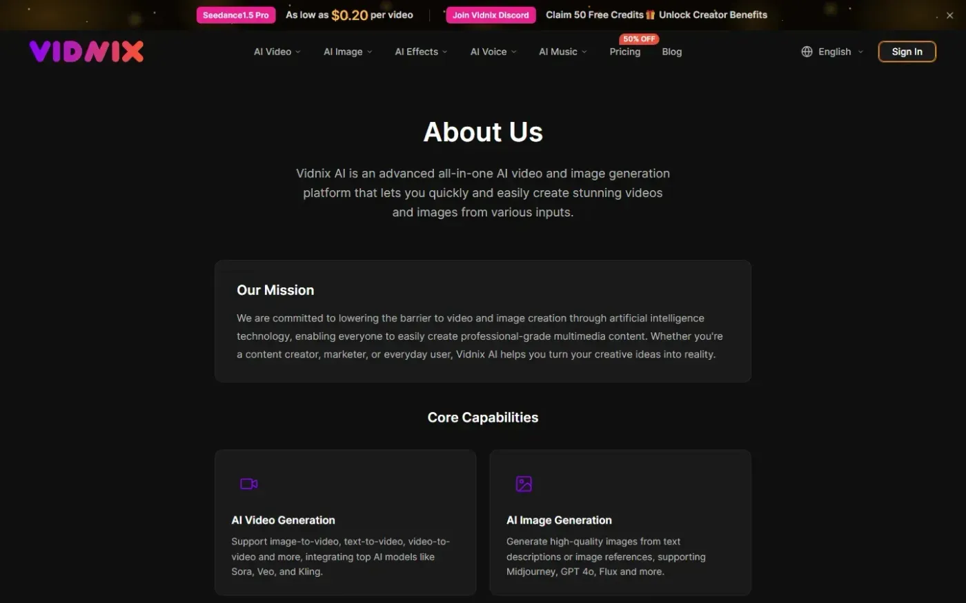Vidnix — About page