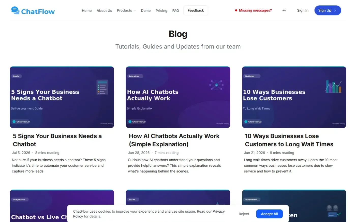 Chat-flow — Blog page
