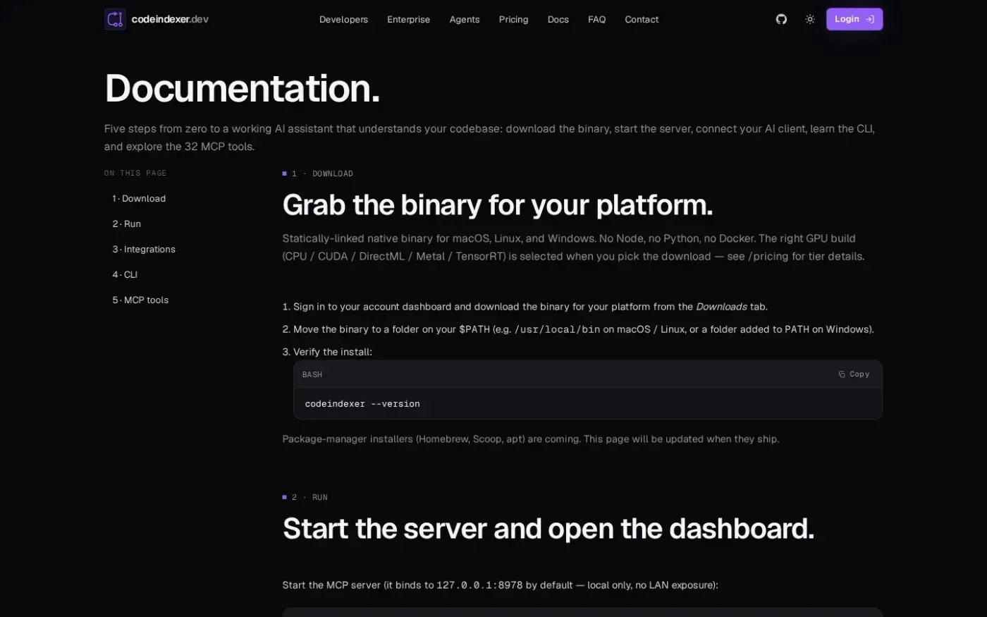 Codeindexer — Docs page