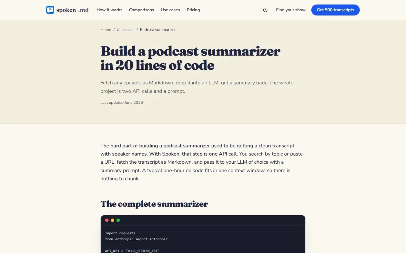 Spoken — Use cases page