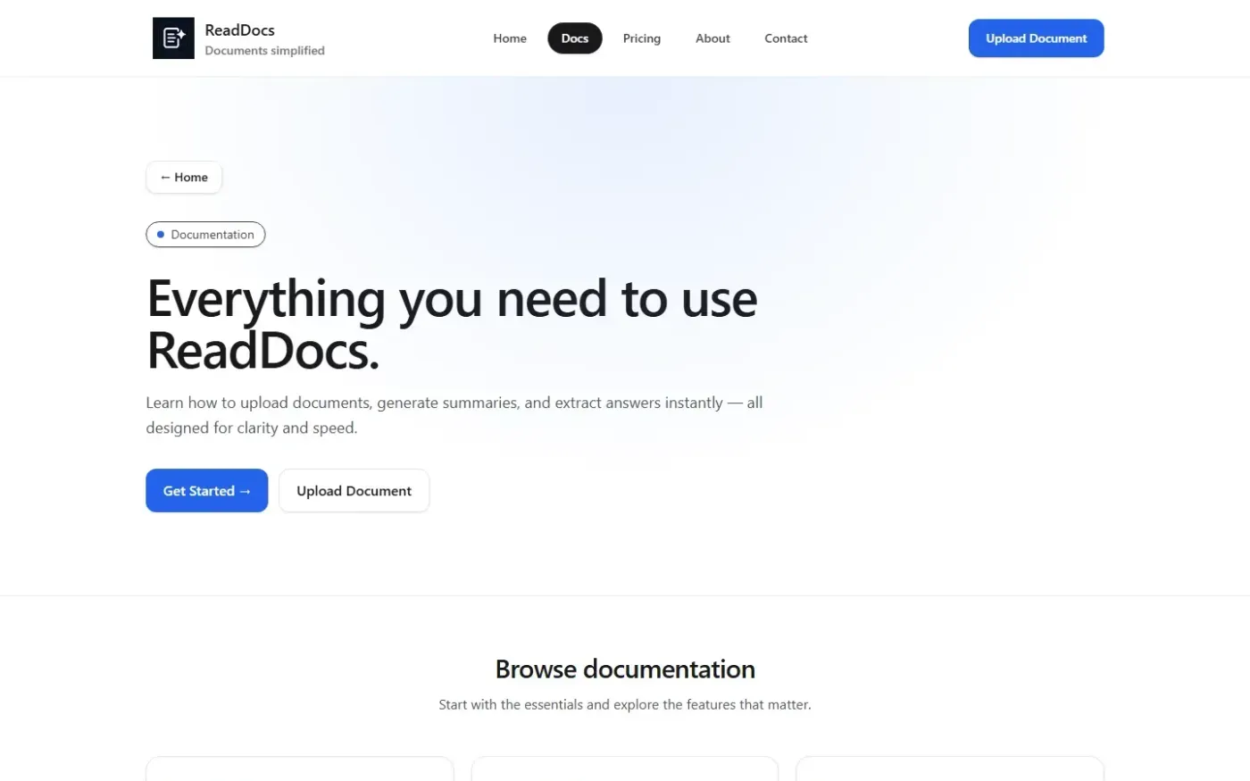 Readdocs — Docs page