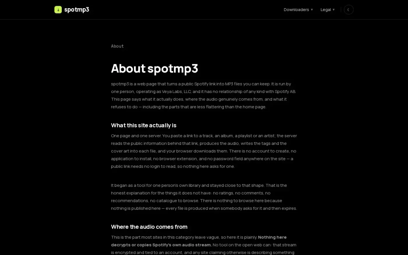 Spotmp3 — About page