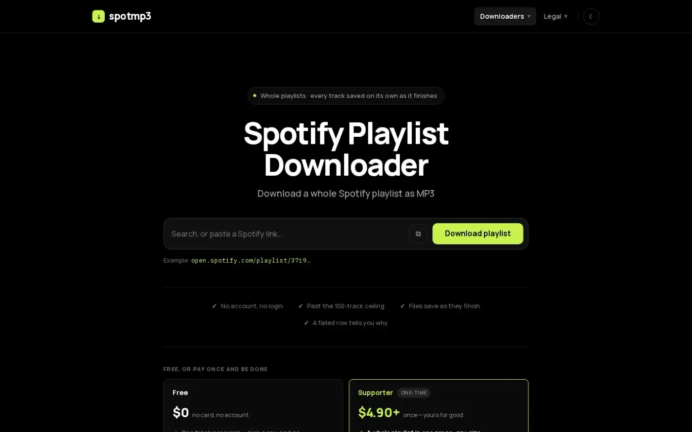 Spotmp3 — Spotify playlist page