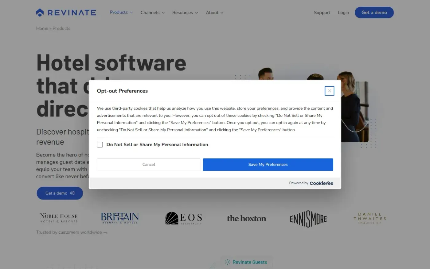 Revinate — Hotel software page