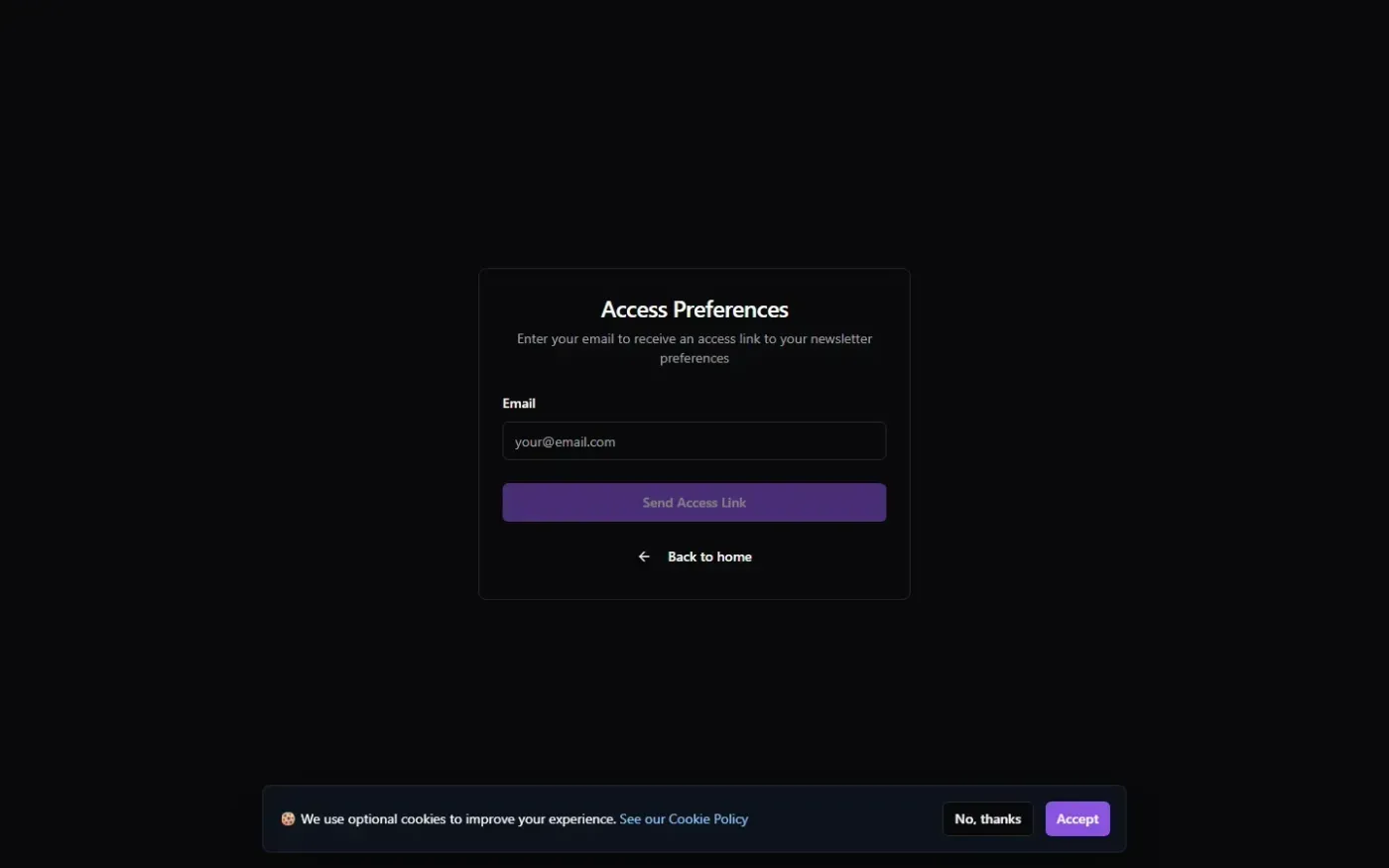 Newsforyou — Preferences page