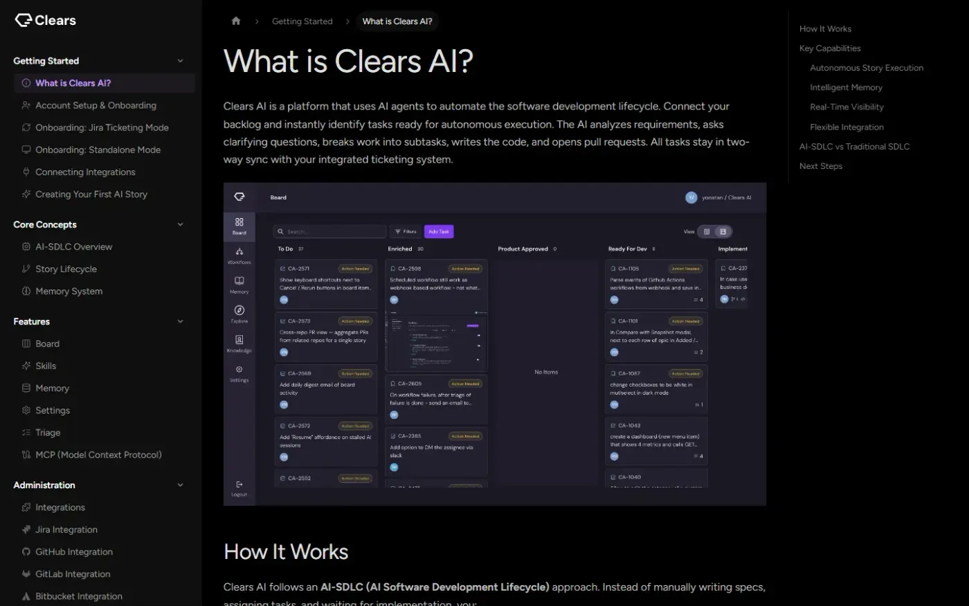 Clears — Move beyond AI coding to agentic software delivery — Home page