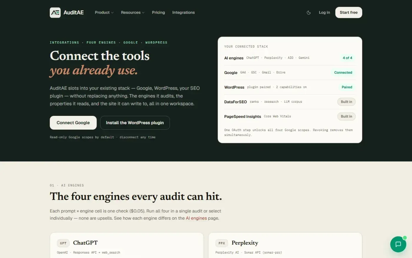 Auditae — Integrations page