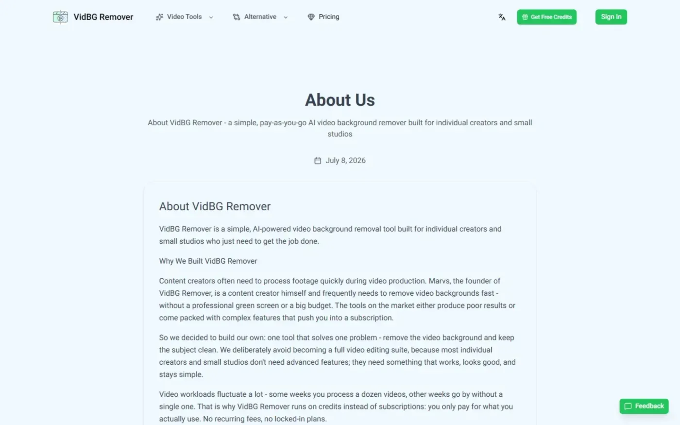 Vidbgremover — About page