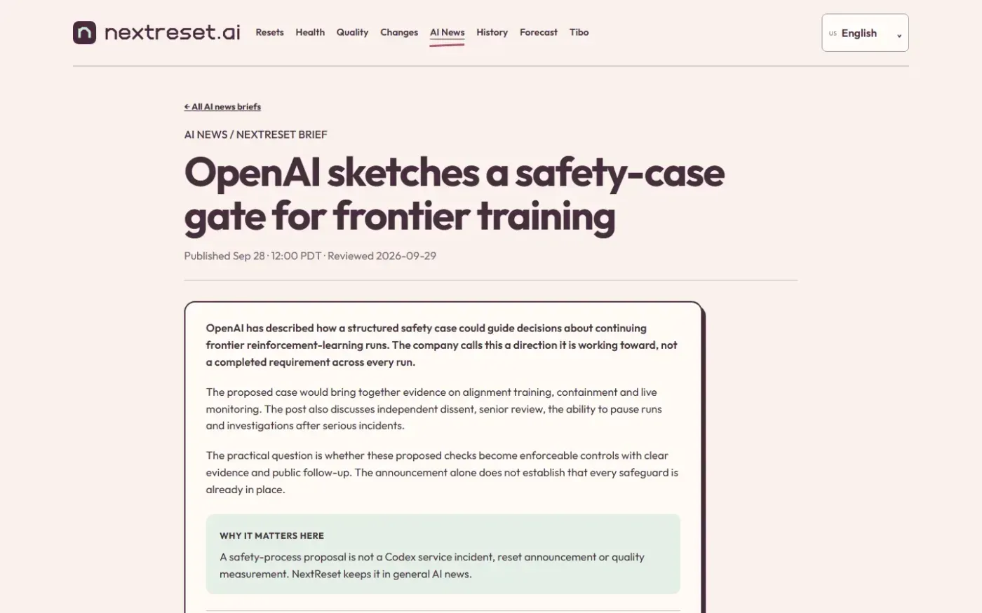 Nextreset — News page