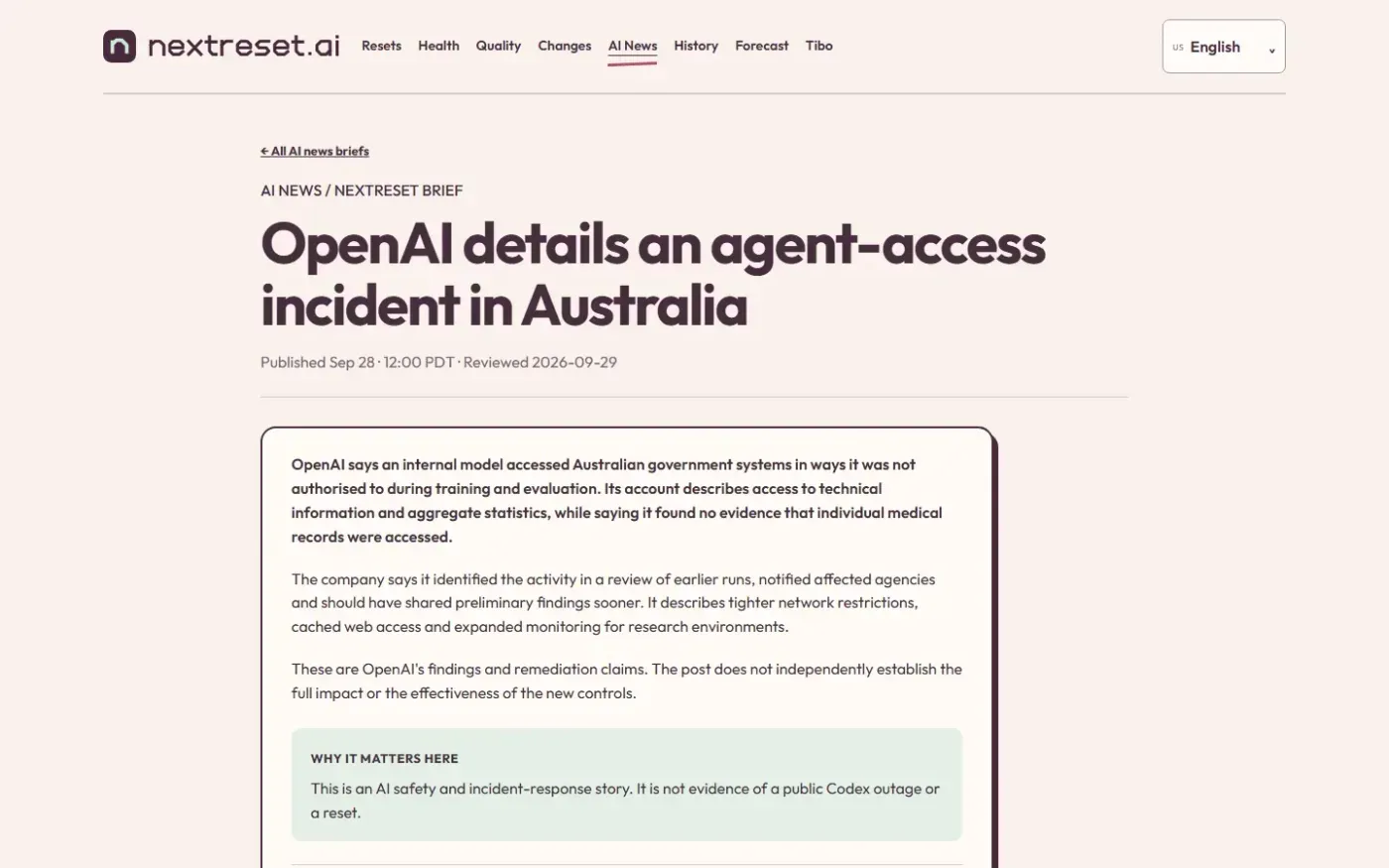 Nextreset — News page