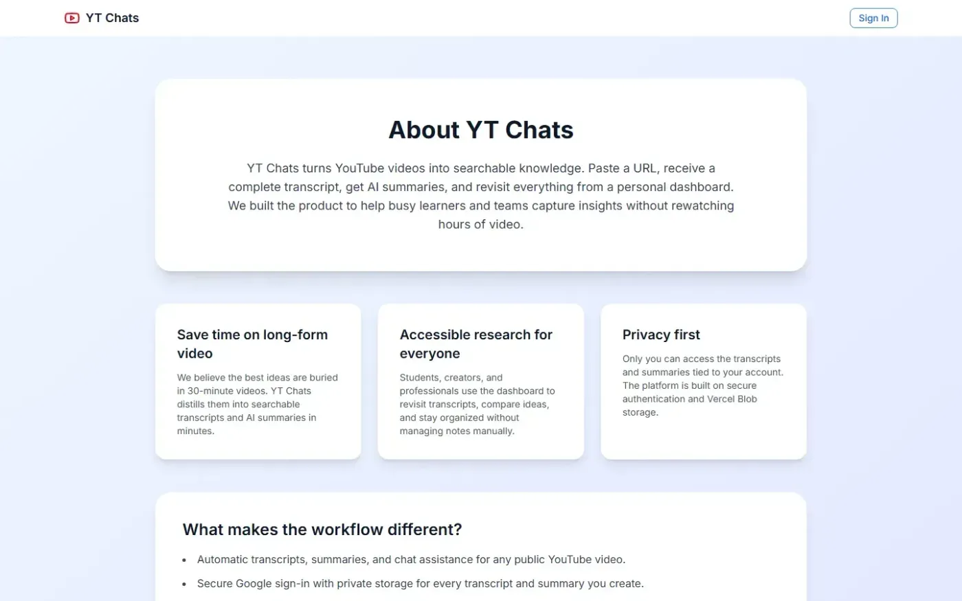 Ytchats — About page