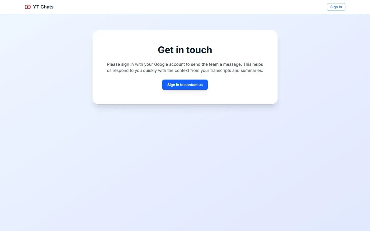 Ytchats — Contact page