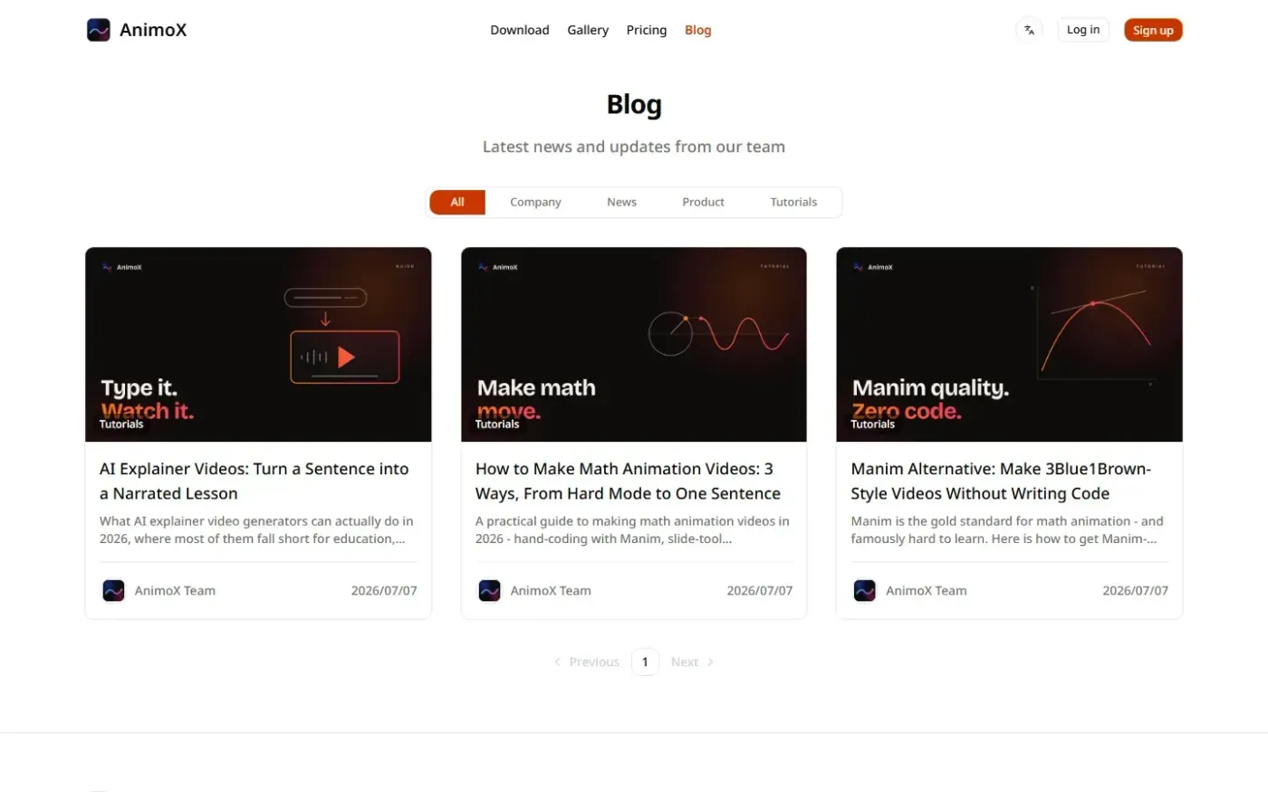 Animox — Blog page