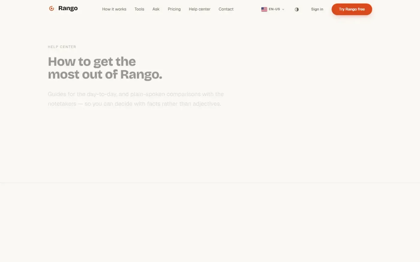 Heyrango — Help center page