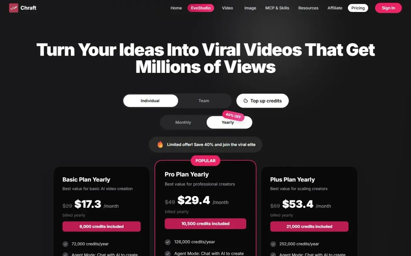Chraft — Pricing page