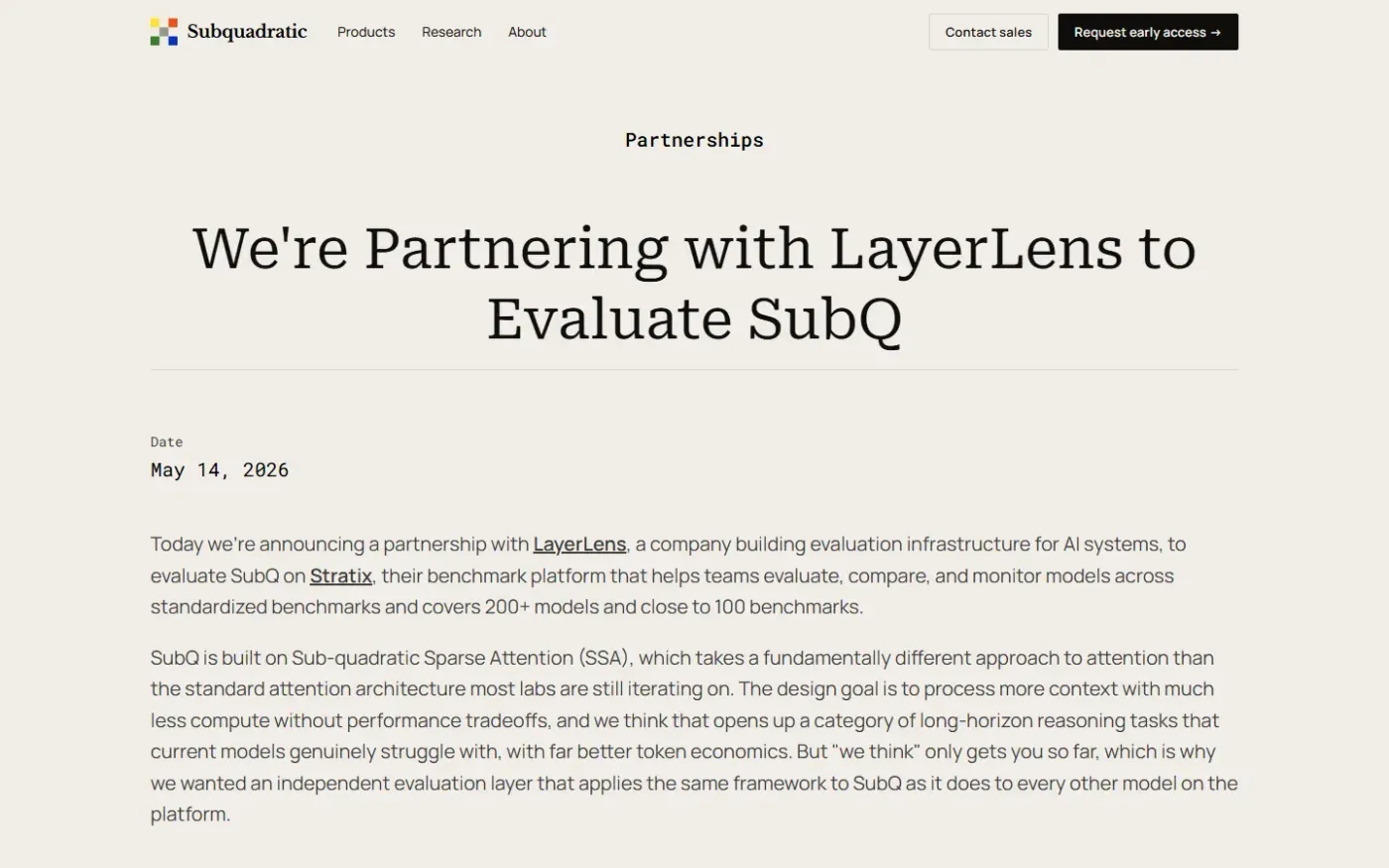 Subq — Partnering with layerlens page