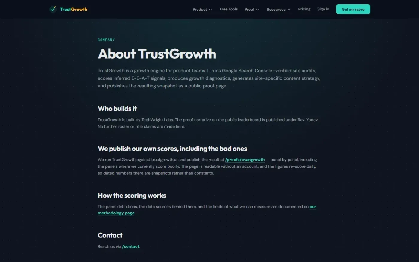 Trustgrowth — About page