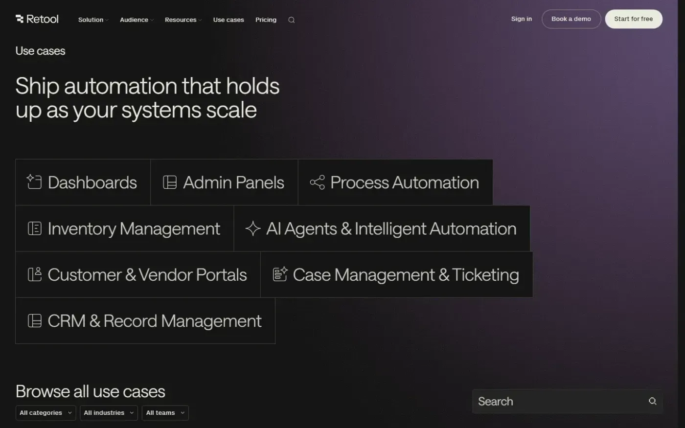 Retool — Use cases page