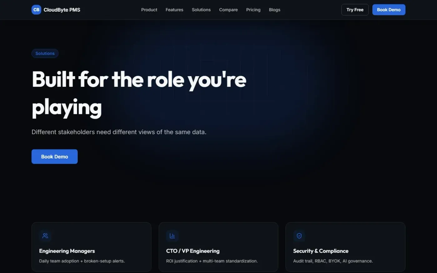 Cloudbyte — Solutions page