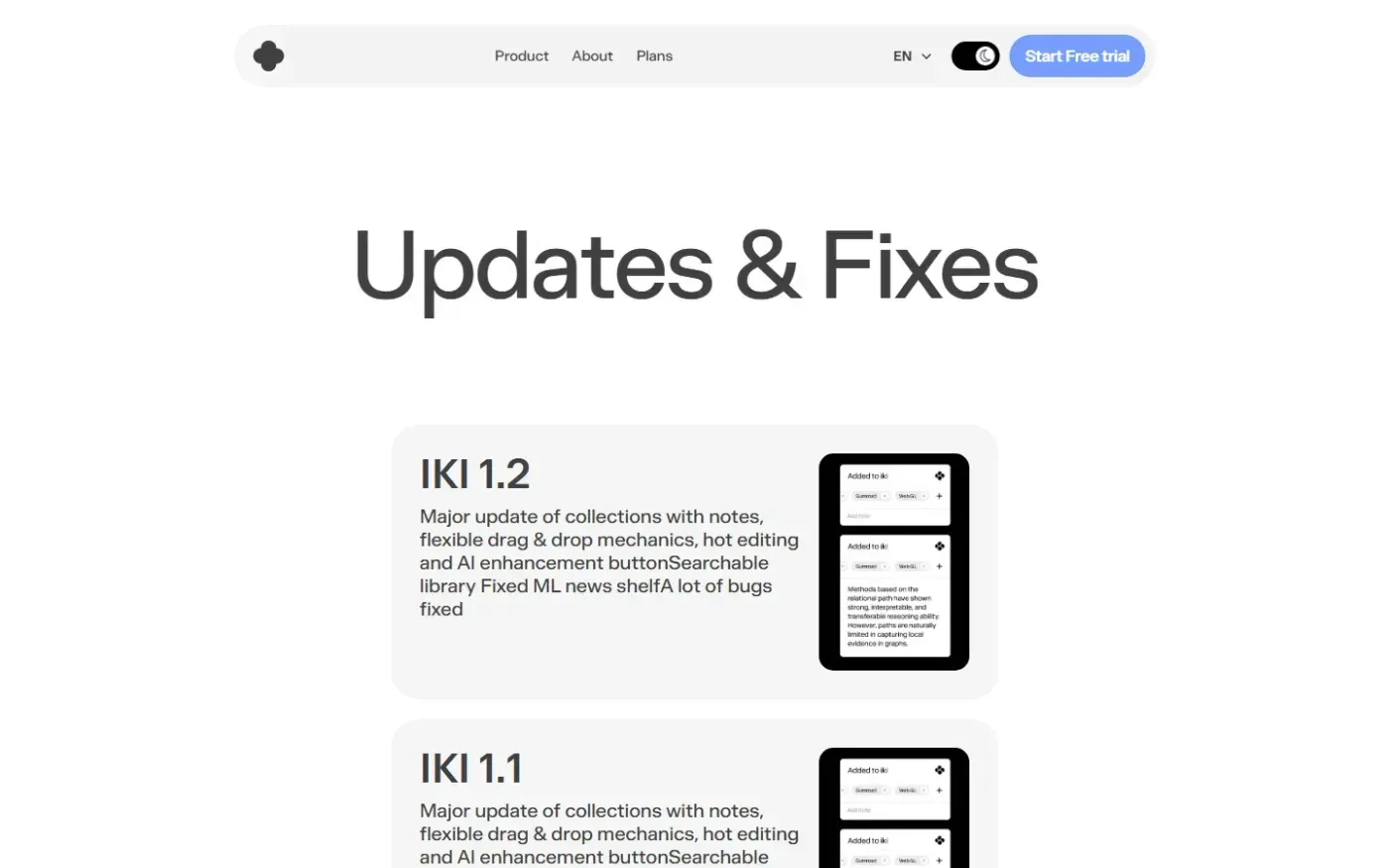 Iki — Updates page