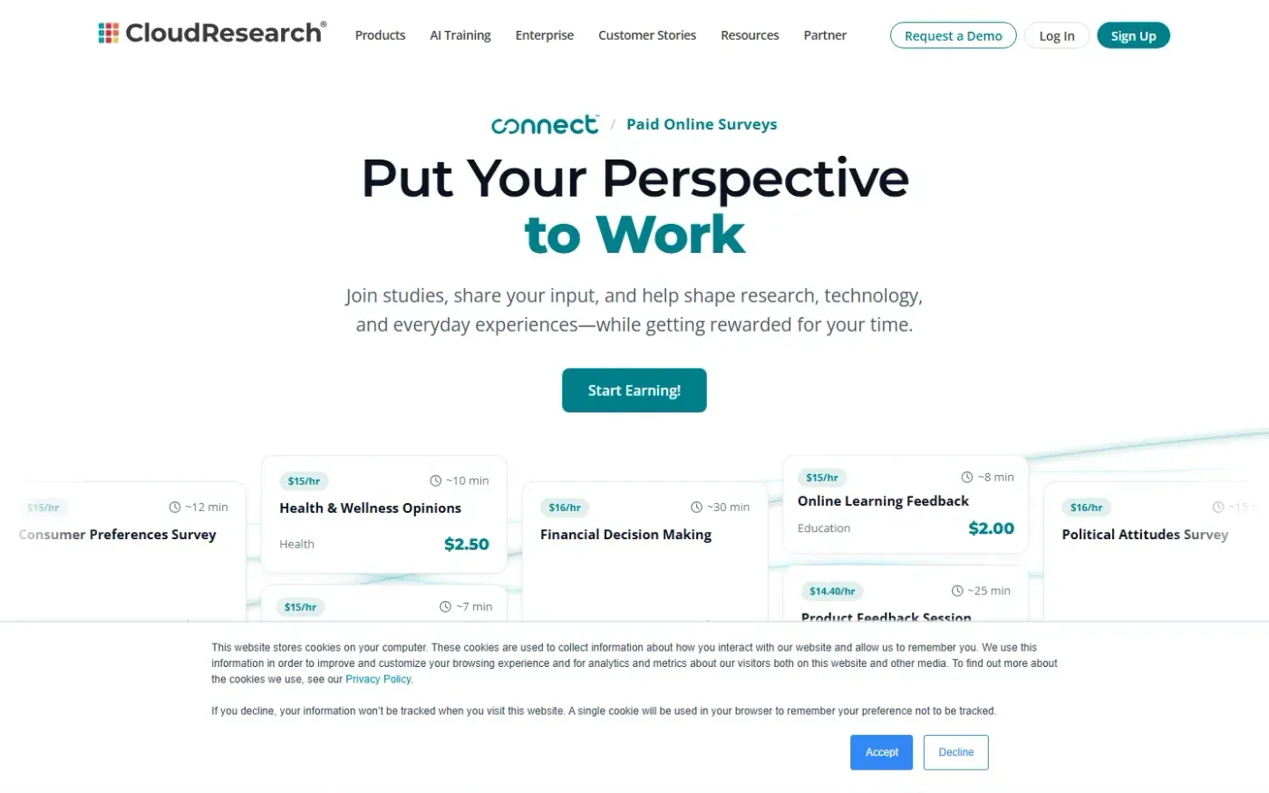 Cloudresearch — Products page
