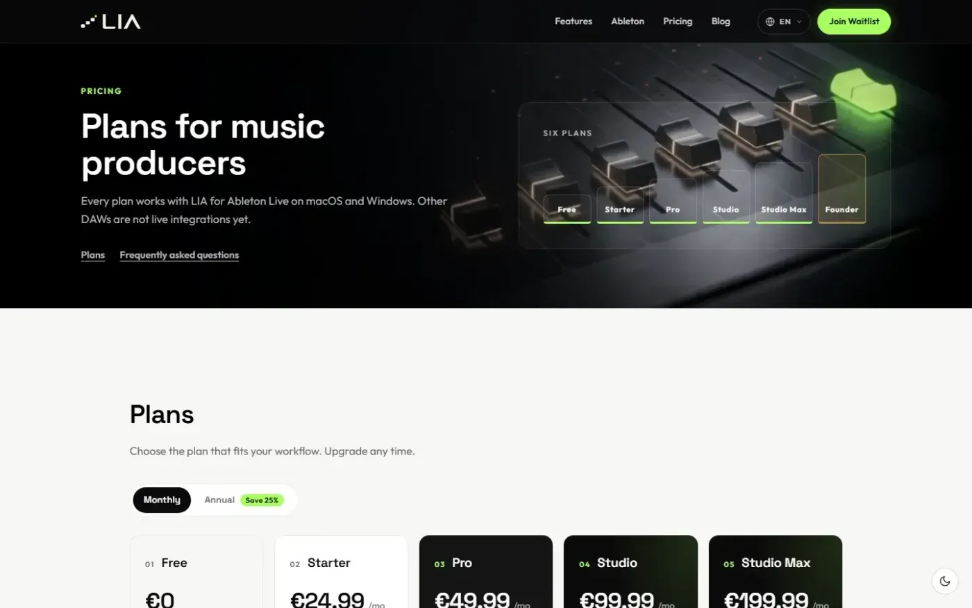 Liaplugin — Pricing page