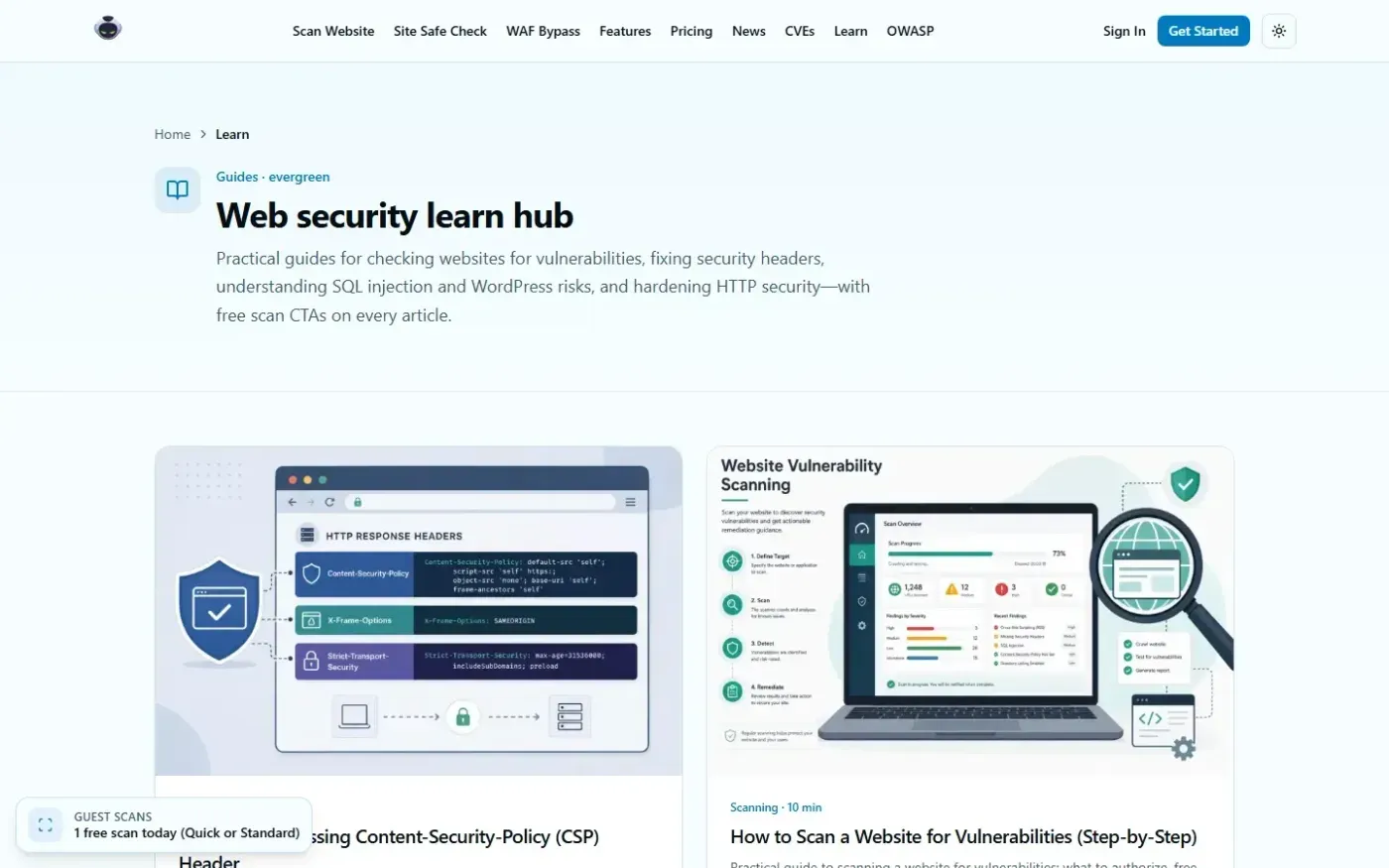 VulnWatch Agency — Branded website security reports for digital agencies — Learn page