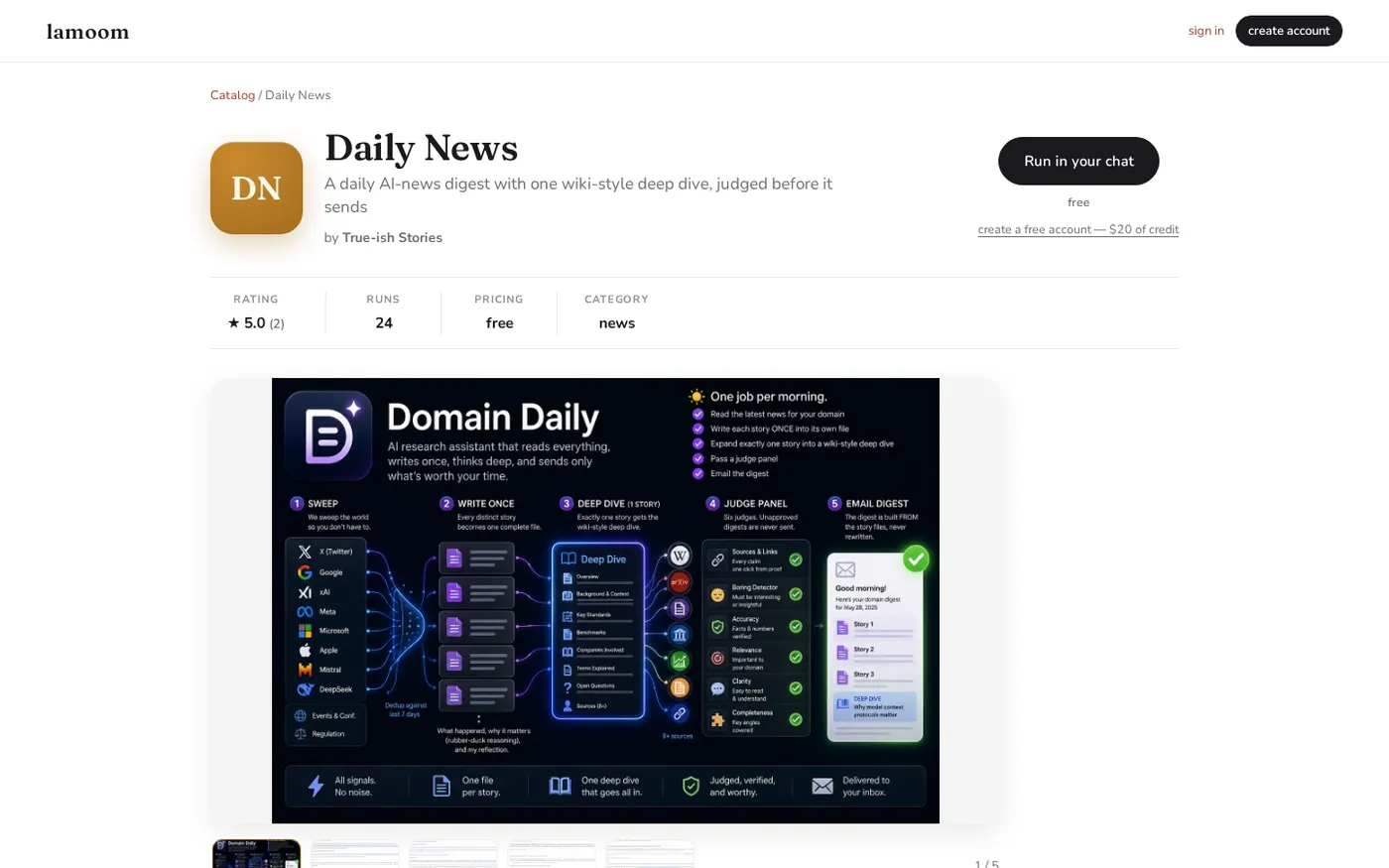Lamoom — Run agent apps inside your Claude or sell your own — App page