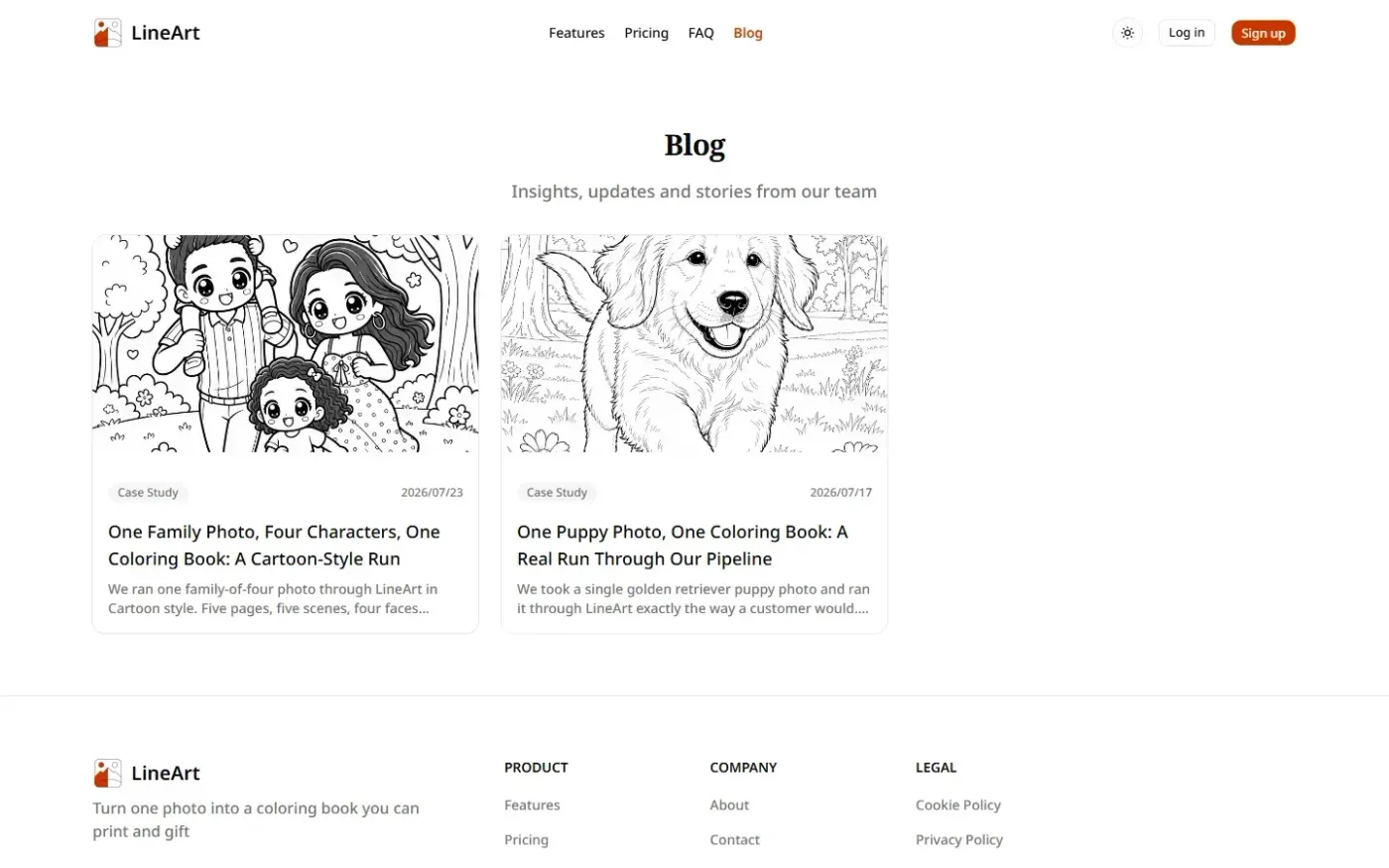 Lineart — Blog page
