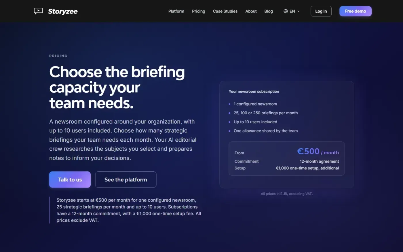 Storyzee — Pricing page