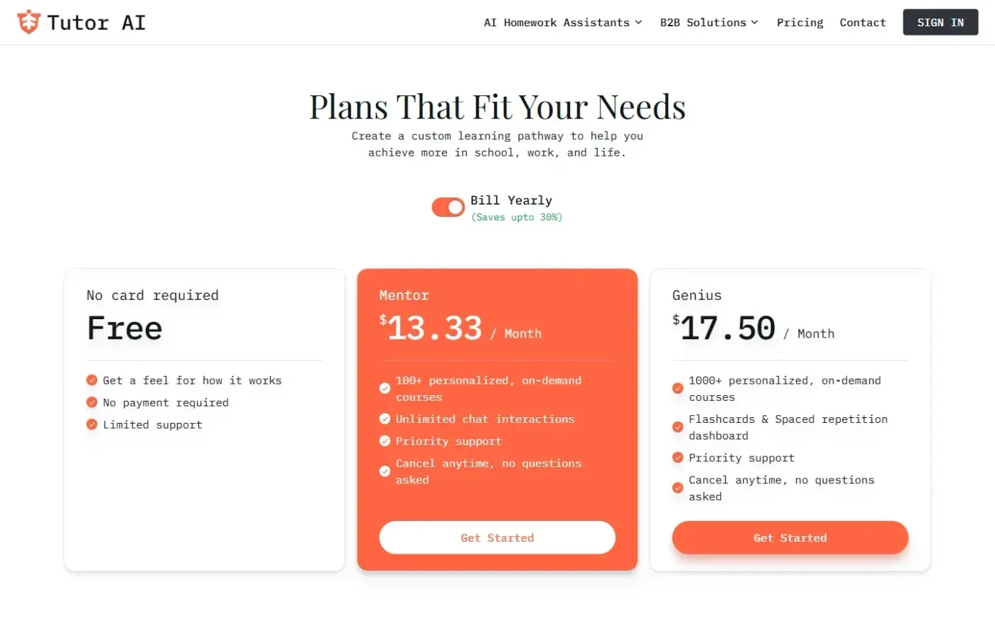 Tutorai — Pricing page