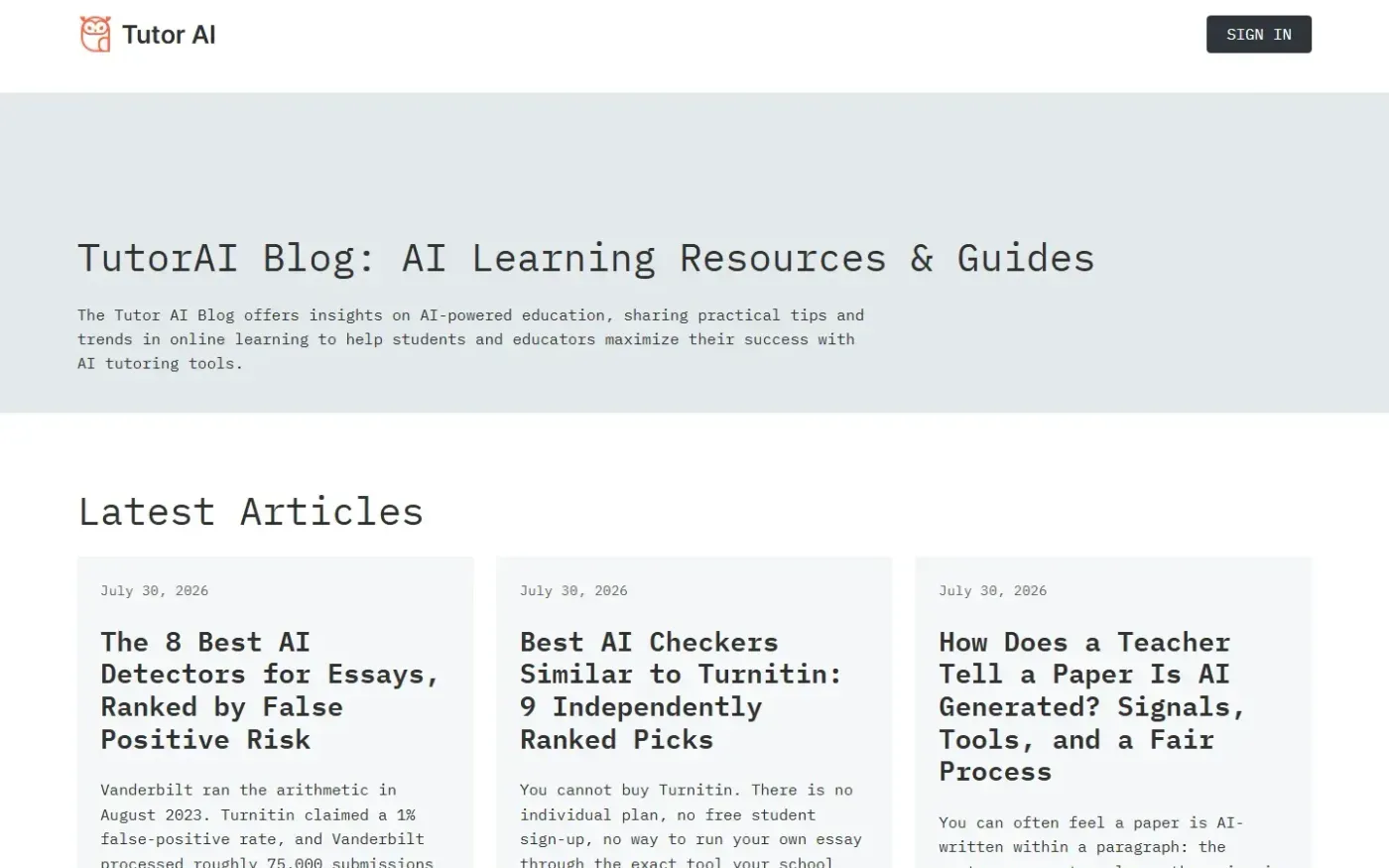 Tutorai — Blog page