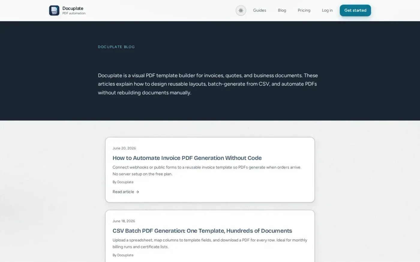 Docuplate — Blog page