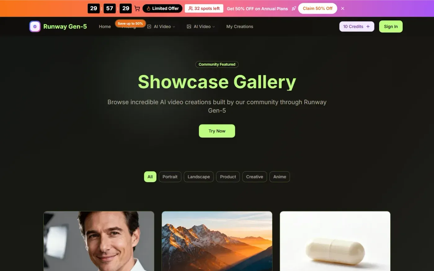 Runwaygen5 — Showcase page