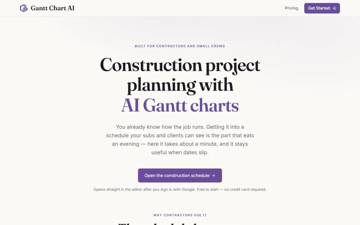 Ganttchart — Construction project planning page