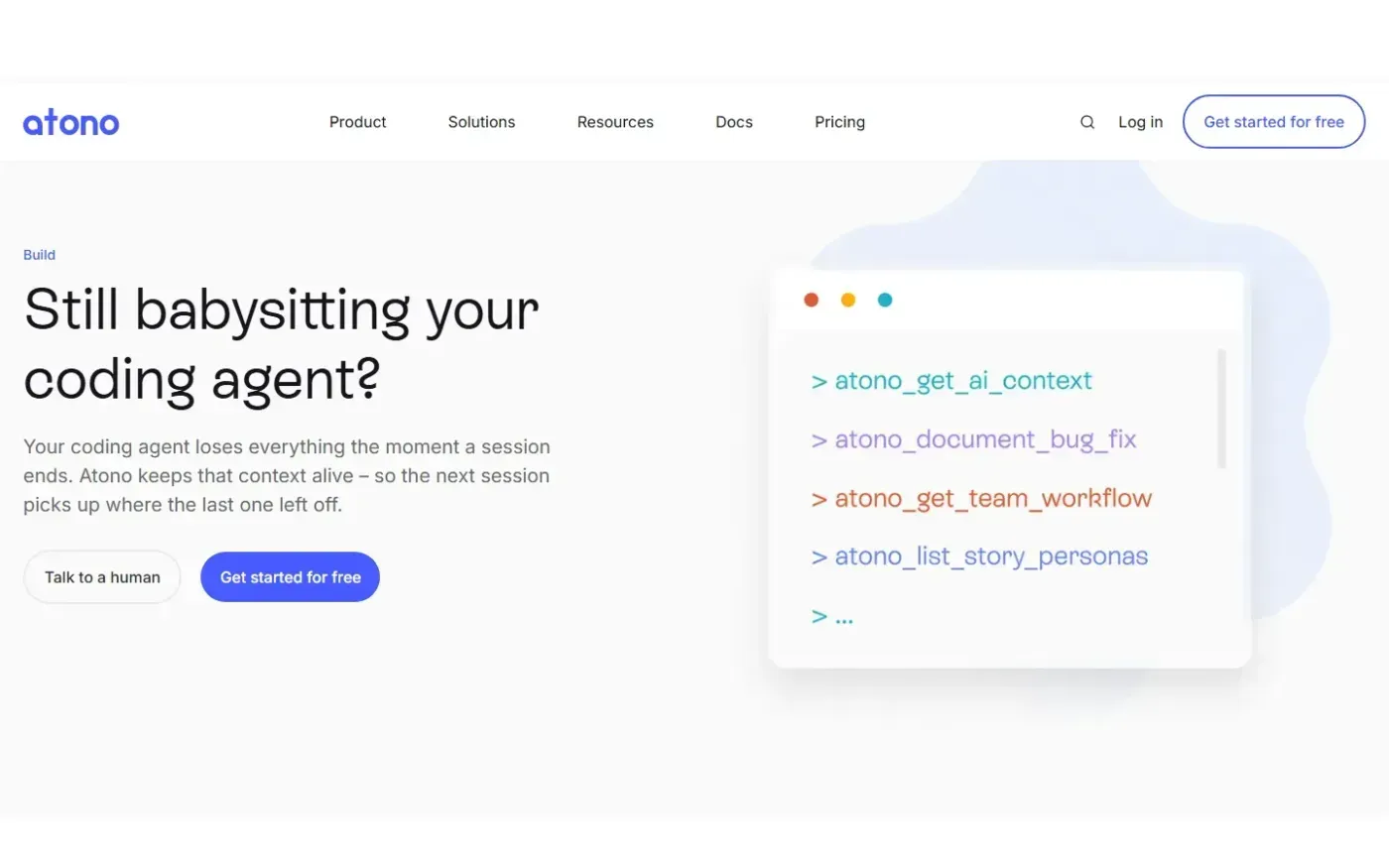 Atono — Solutions page