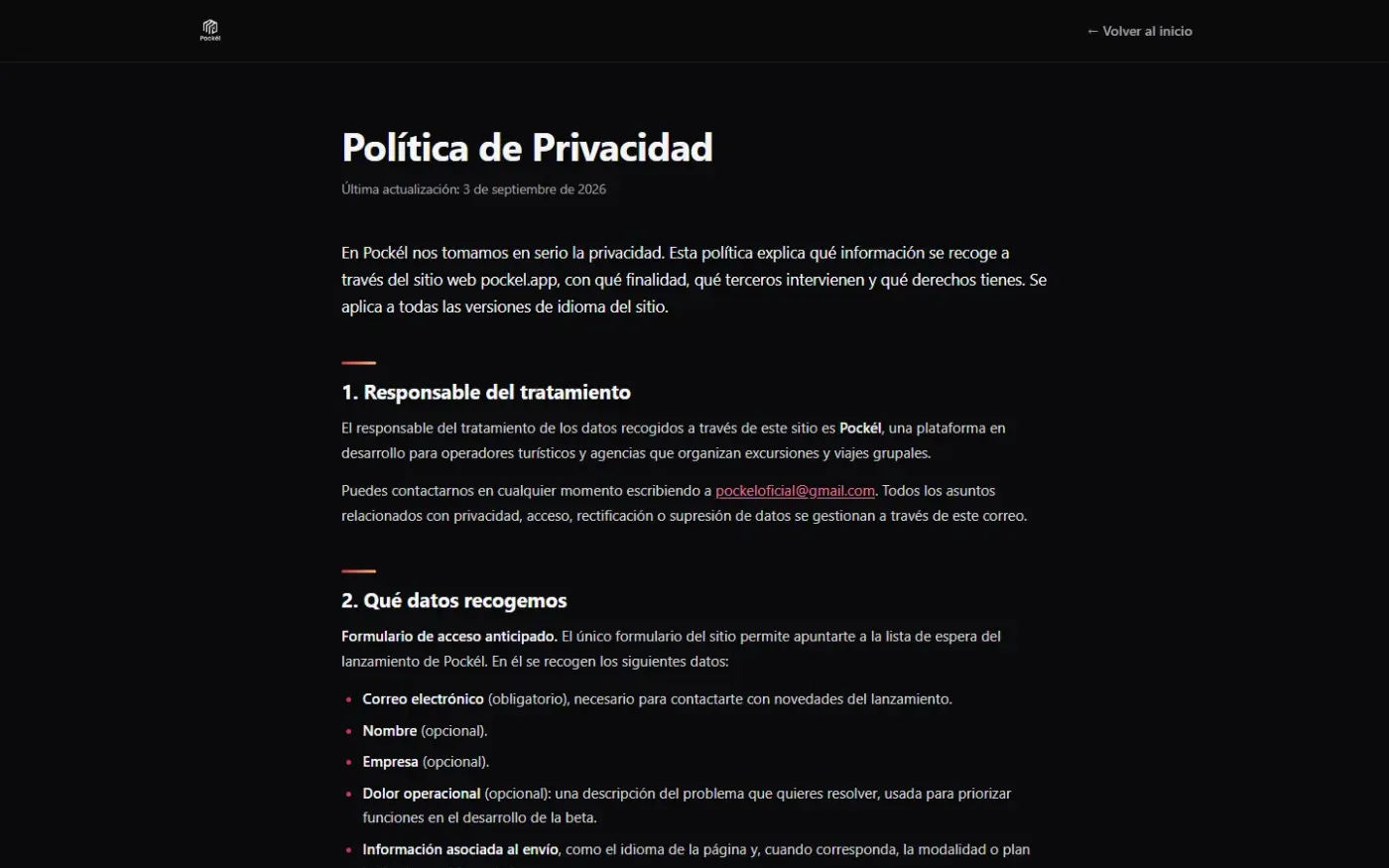 Pockel — Privacy page