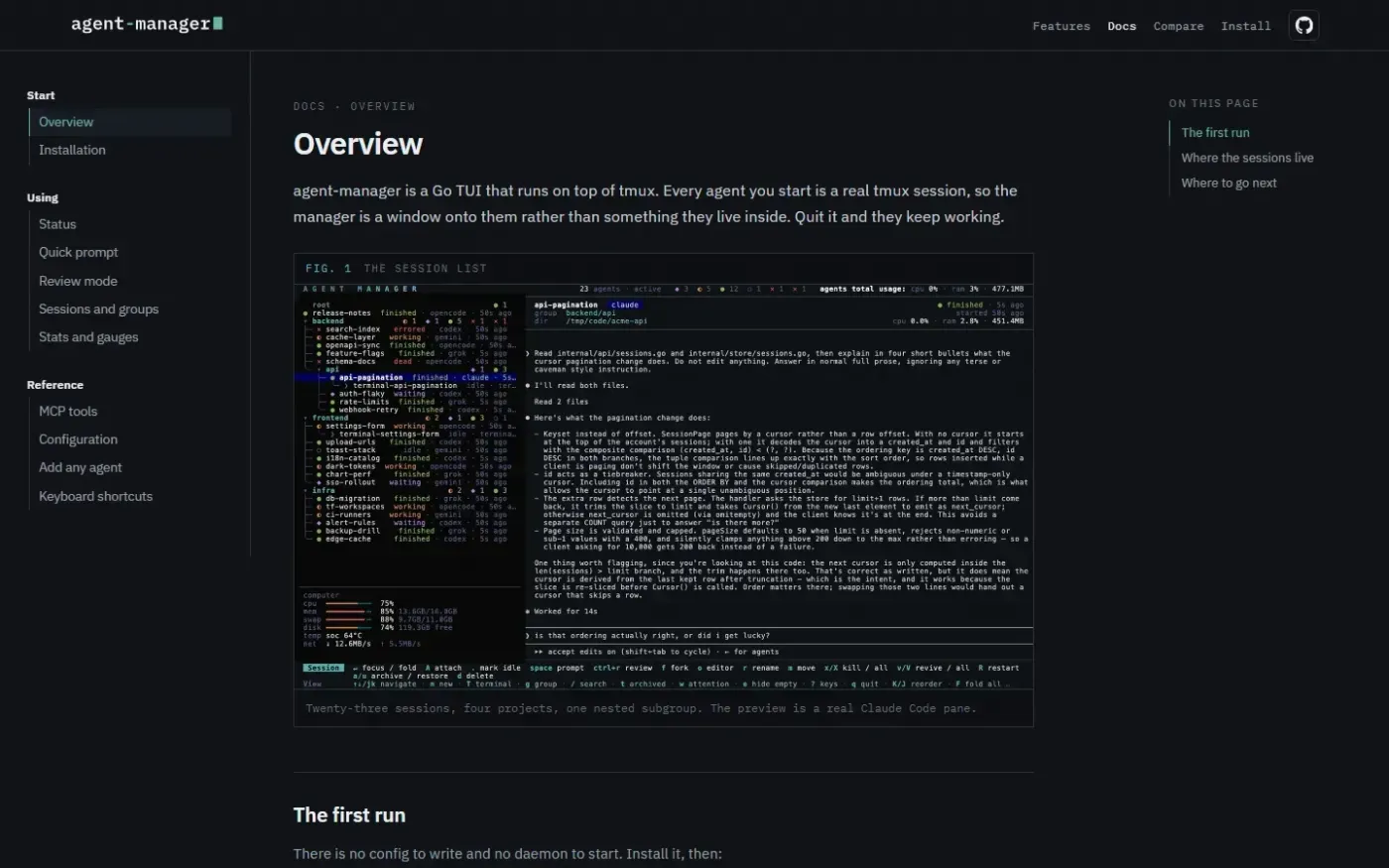 agent-manager — The fastest workflow for developing with AI — Docs page