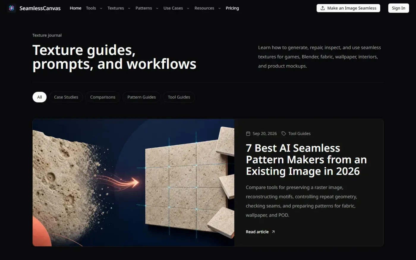 Seamlesscanvas — Blog page