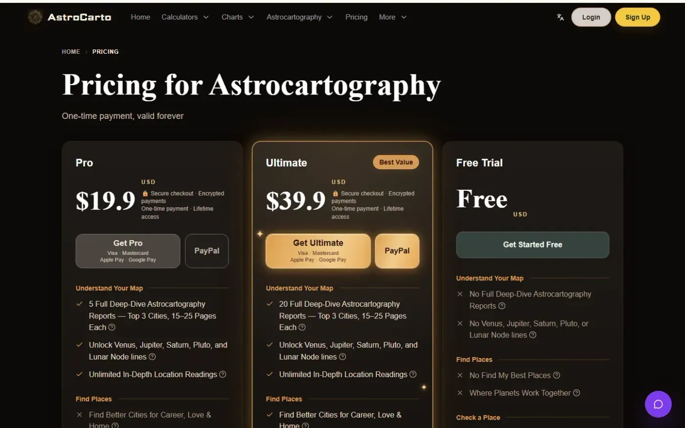 Astrocarto — Pricing page